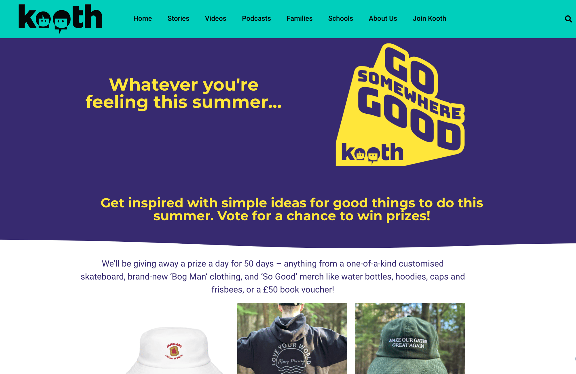 A screenshot of the Go Somewhere Good contest page for young people