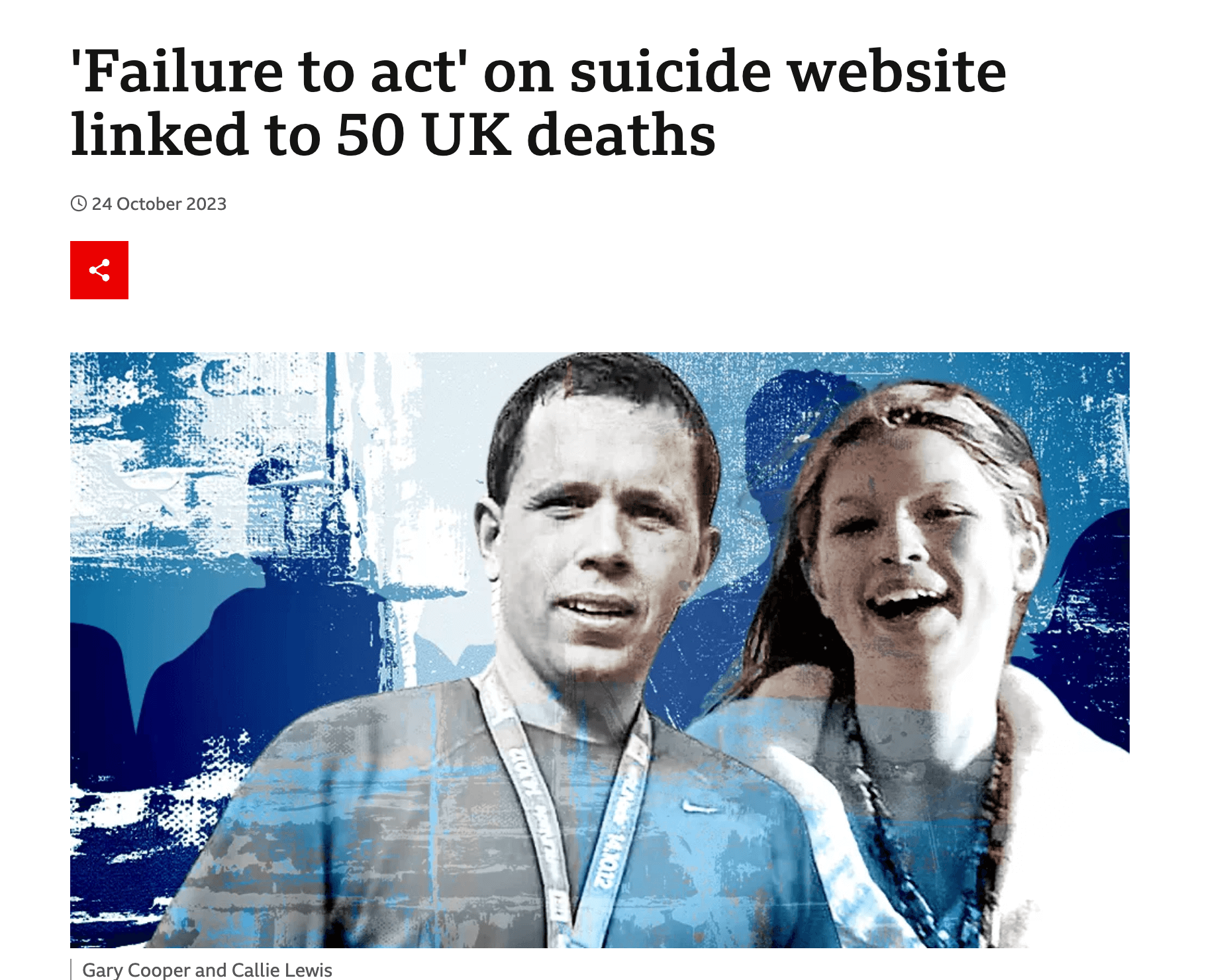 Failure to act on suicide website linked to 50 deaths. Click to open link